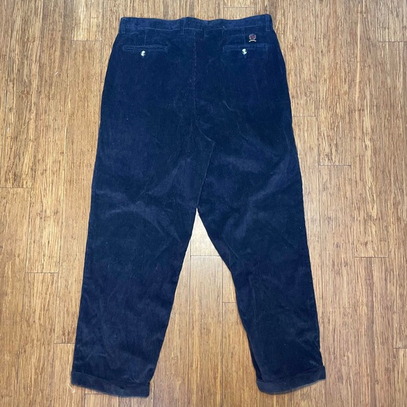VTG Tommy Hilfiger Corduroy Pants Mens 38x30 Blue Baggy Loose Preppy‎ Crest Y2K - Picture 1 of 6